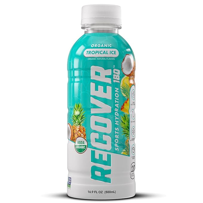 RECOVER 180 Organic Sports Hydration Drink, No Sugar Added, 20 Calorie Sports Beverage, Organic Flavors With Vitamins, Potassium-Packed Electrolytes (16.9 Fl Oz (Pack of 12), Variety Pack)