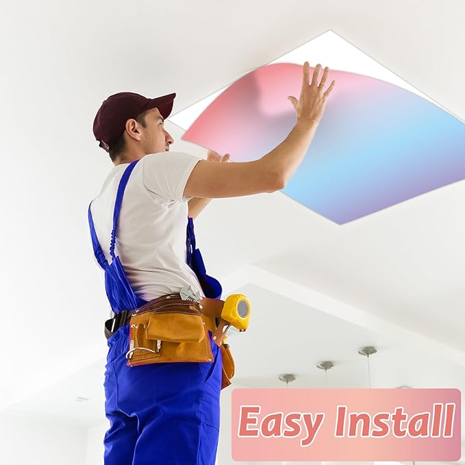 8 Pack Fluorescent Light Covers with 80 Magnets Decorative for Classroom Ceiling Light 4 x 2 Feet Magnetic Lights Covers Filter Easy Install for Office School Hospitals Drop Ceiling Supplies(Gradient)