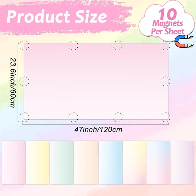 8Pcs Fluorescent Light Covers with 80 Magnets Decorative for Classroom Ceiling Lights 4x2Ft Magnetic Light Covers Filter Easy Install for Office Hospital Home Drop Ceiling Supply(Pastel Rainbow)