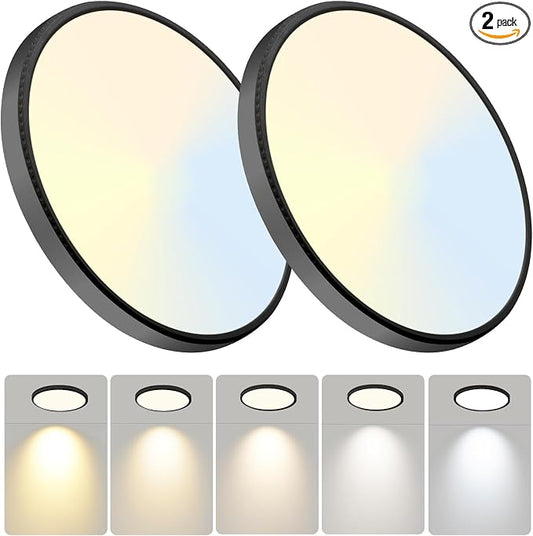 WKONCLDY 7.5Inch LED Ceiling Lights, 5 Colors Selectable (3000K/3500K/4500K/5000K/6000K) Flush Mount Ceiling Lights, Super Slim LED Ceiling Light Fixtures 0.87Inch for Living Room