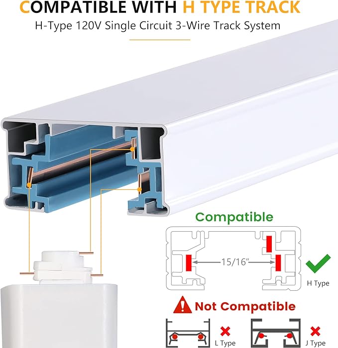 VANoopee 10W Dimmable LED Track Lighting Heads H Type Track Light Replacement Fixtures Bright 3000K Warm White Ceiling Spotlight for Accent Task Art, Flicker Free CRI90+ 24° 800lm White, Pack of 8