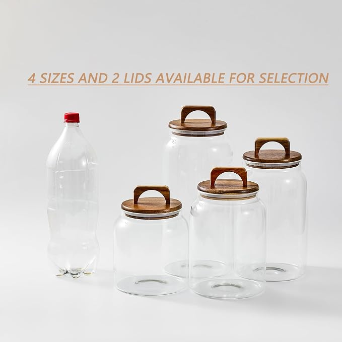 Sweejar Glass Jars for Laundry Room Organization, Half-Gallon Laundry Pods Container, Glass Food Storage Jars with Airtight Lid, 2 Pack, Press Lid