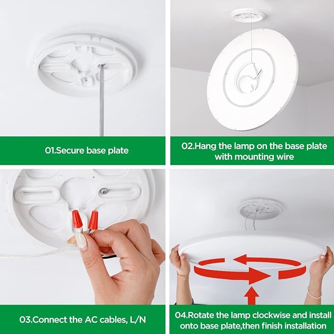 TALOYA 18" Flush Mount LED Ceiling Light,36W 5CCT,Dimmable,4-Pack White | Ultra Slim Low Profile Round Ceiling Light Fixture for Bedroom,Living Room,Kitchen