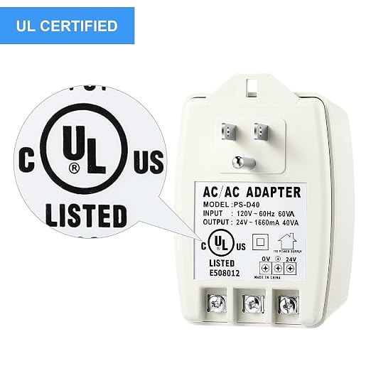 Hotop 4 Pack 24 Volt Transformer 40 VA AC Transformer Plug in with PTC Fuse Compatible with Ring Doorbell and Thermostat Compatible with Nest, Ecobee, Sensi/Honeywell/24V Adapter(Without Screw Holes)