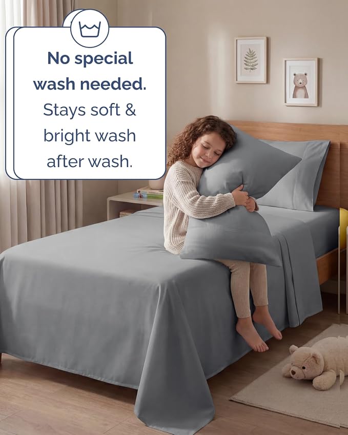 Twin 4 Piece Sheet Set - Comfy Breathable & Cooling - Ultra-Soft Hotel Luxury Bedding Set with 8-16 Inch Deep Pockets - 1 Flat & 1 Fitted Sheet & 2 Pillowcases - Wrinkle Free & Easy Care - Steel Blue