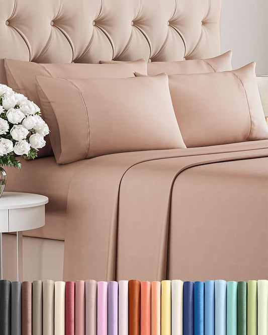 King 6 Piece Sheet Set - Comfy Breathable & Cooling - Ultra Soft Hotel Luxury Bedding Set with 8-16 Inch Deep Pockets - 1 Flat & 1 Fitted Sheet & 4 Pillowcases - Cozy, Wrinkle Free & Easy Care - Mauve