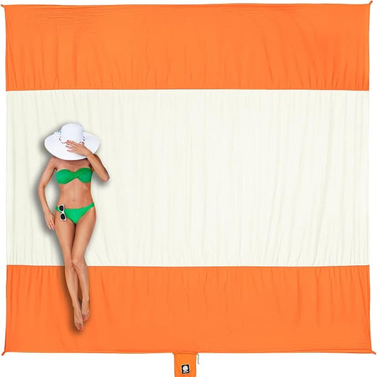 WEKAPO Beach Blanket Sandproof Waterproof, Extra Large Beach Mat, Oversized & Compact Sand Free, Quick Drying Beach Essentials for Vacation, Cruise, Picnic & Camping with Stakes