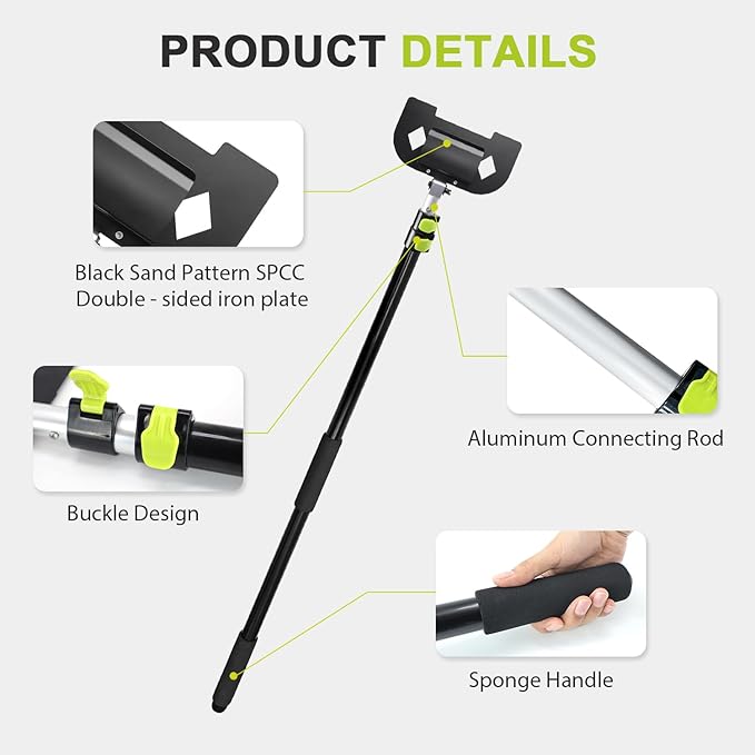 HUAALIUCHE 8 Foot Extension Handle for Board Corner Protector, Foldable Cargo Load Corner Protector V Edge Guards Handle ，Upgraded Spring-Steel Secure Grip -Large Head, 1 Pack