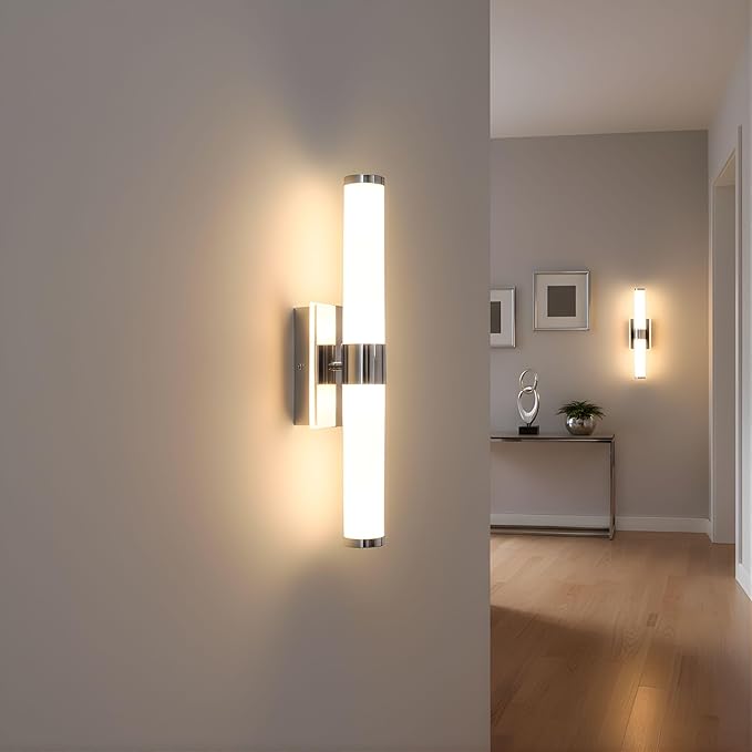 20 Inch LED Vanity Light Bar with Motion Sensor, Dual LED Source | 4 Lighting Modes (incl. Night Light) | 3000K Warm White, Dimmable, CRI 90+, 1040LM, ETL Listed (Chrome)