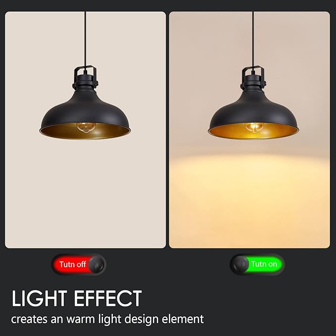 Black Farmhouse Pendant Lights Matte Pendant Lighting for Kitchen Island Industrial Adjustable Height Vintage Dome Hanging Light Fixtures for Barn, Dining Room 1 Pack