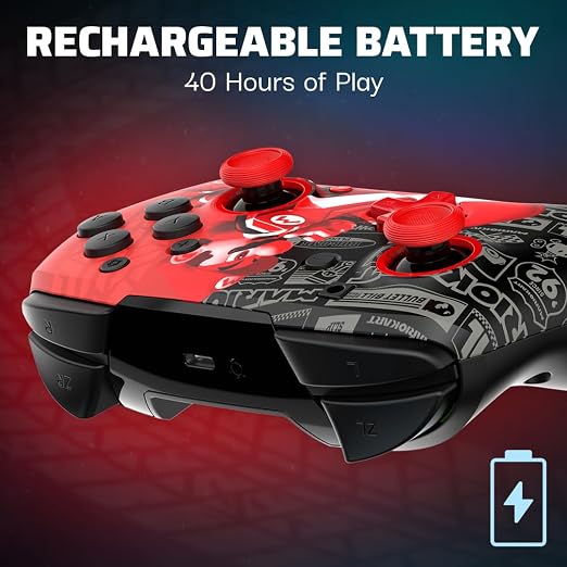 PDP Rematch Glow Wireless Gaming Controller Grand Prix Mario Switch 2, Lite | Works with Nintendo Switch OLED, Motion Controls, Rechargeable 40-Hr Battery, 2 Mappable Back Buttons, Grand Prix Mario Glow