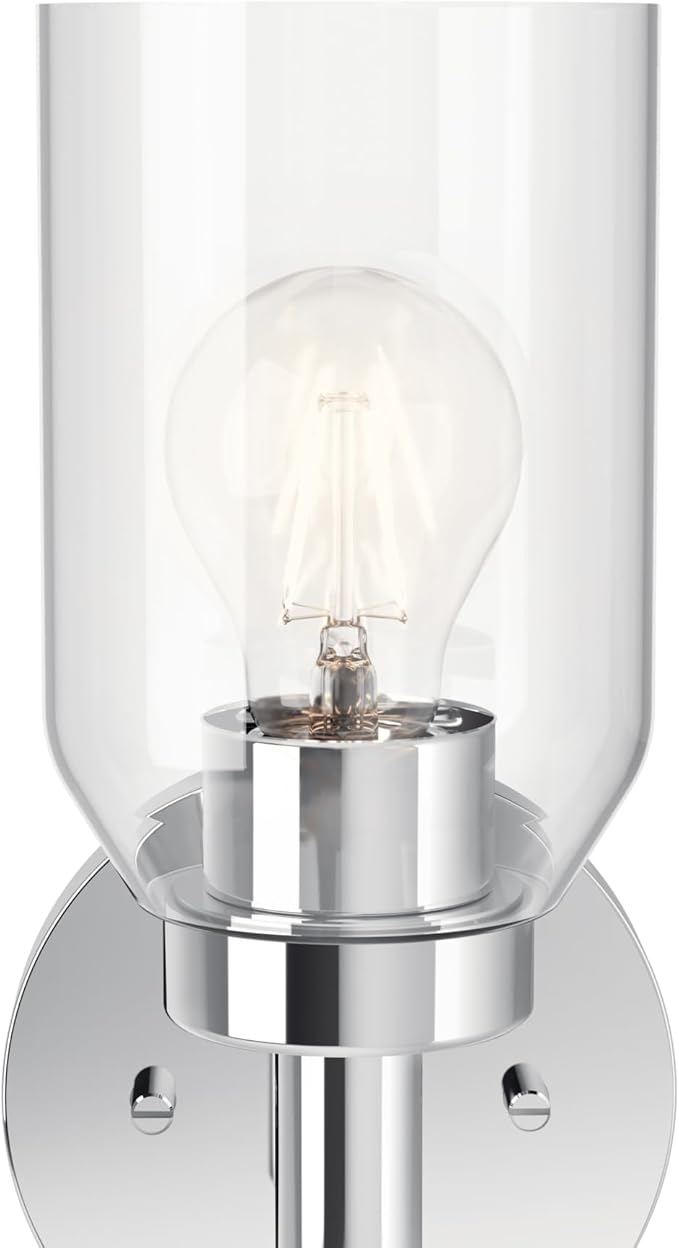 Kichler Madden 1-Light Wall Sconce Bathroom Light Fixture with Clear Glass in Chrome, Modern Bathroom Vanity Light for Bathroom or Hallway (14.75" x 5" x 5.25"), 55183CH