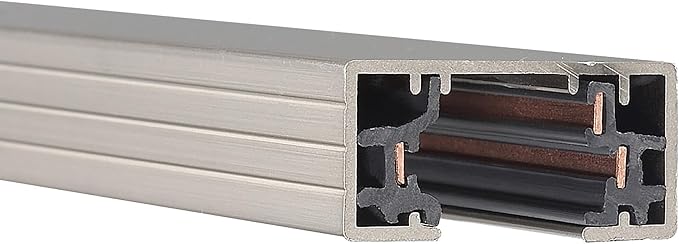 WAC Lighting, H Track 4FT Single Circuit 120V with 2 Endcaps in Brushed Nickel