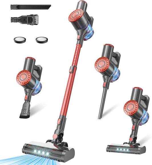 Tipdiy Cordless Vacuum Cleaner with Self-Standing, 40KPA Stick Vacuum Cleaners for Home, 8-in-1 Lightweight Rechargeable Vacuum, 7-Layer Filtration,Ideal for Carpet, Pet Hair, Hardwood Floors