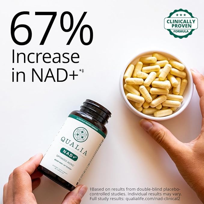 クオリアNADサプリメント—NAD+を最大67%増加させることが臨床的に証明済み。加齢、エネルギー、集中力を最適化。エリートNAD+ブースター成分：ニコチンアミド リボシド（NIAGEN）、ナイアシン、ナイアシンアミド（1ヶ月分）