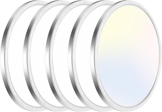 hepside 4PACK Flush Mount LED Ceiling Light Fixture Brushed Nickel, 12Inch 28W, Dimmable 3000K-4500K-6000K Ceiling Lamp 3200LM Low Profile Ceiling Light for Kitchen Bedroom Hallway