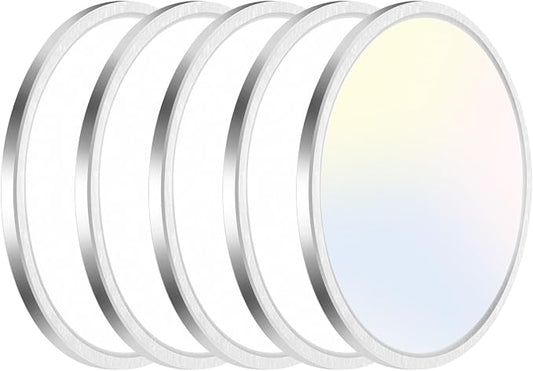 hepside 4PACK Flush Mount LED Ceiling Light Fixture Brushed Nickel, 12Inch 28W, Dimmable 3000K-4500K-6000K Ceiling Lamp 3200LM Low Profile Ceiling Light for Kitchen Bedroom Hallway
