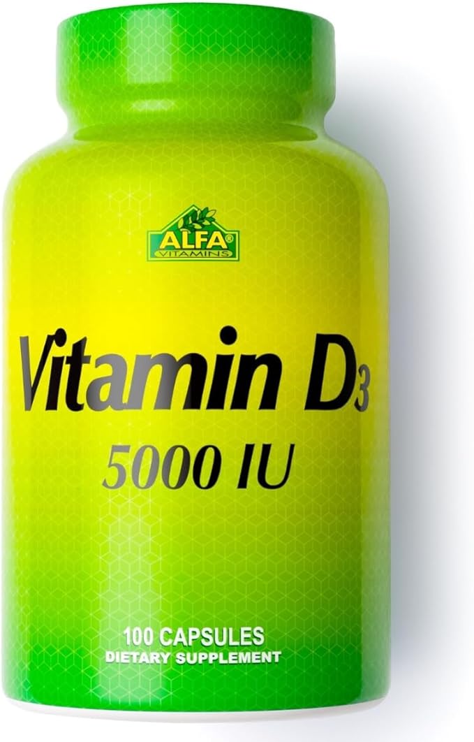 ALFA VITAMINES Vitamine D3 1000 UI, favorise la santé immunitaire, l'absorption du calcium, la santé des os et des articulations, complément alimentaire pour le bien-être quotidien, sans OGM, sans gluten, 100 gélules