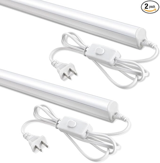 (2 Pack 4FT T5 LED Shop Light,6500K,20W,2300LM(Super Bright White) Linkable LED Integrated Fixture,Garage Ceiling and Cabinet Light,Strip Light,Corded Electric with ON/Off Switch