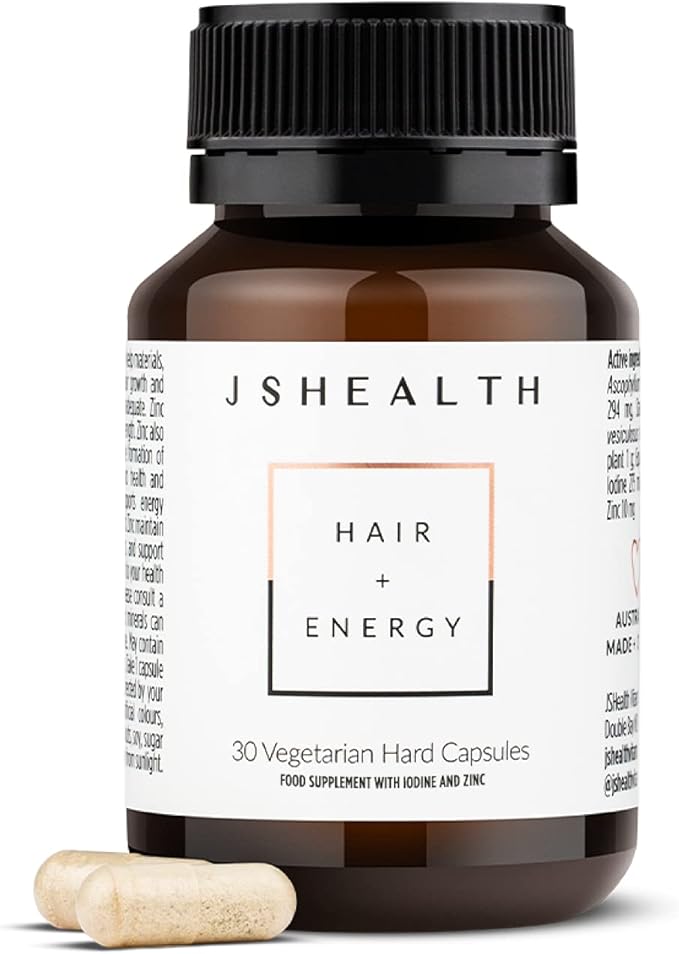 JSHealth ビタミン ヘアー＆エナジーフォーミュラ - ヨウ素と亜鉛配合の髪と頭皮の健康をサポートするサプリメント - 30カプセル