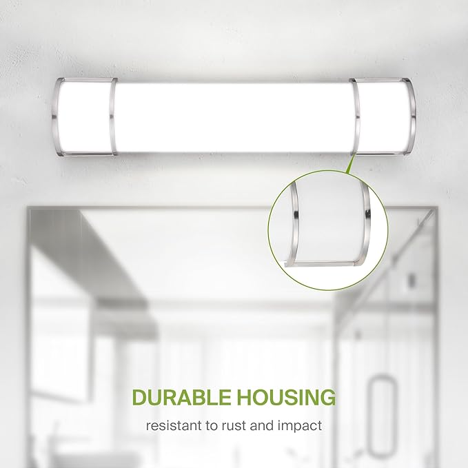ASD LED 24" Vanity Flush Mount Light Fixture, Linear Bathroom Lighting Bar | 3CCT, Dimmable, ETL Listed | 25W 2600LM 3000-5000K 100-277V | Long Tube Bath Wall Sconce Over Mirror | Nickel, 4 Pack