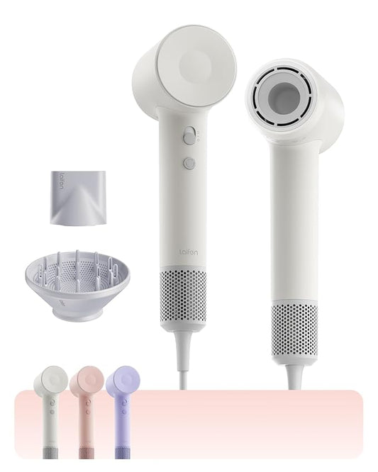Laifen SE 2 High Speed Hair Dryer, 200 Million Negative Ionic Blow Dryer with Diffuser, Fast Drying Lightweight Hair Dryer for Women with Low Noise & Smart Temperature Control, Matte White