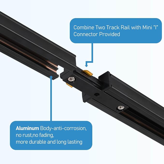 6-Light LED Track Lighting Kit with 6.6FT H Track Lighting Rails & Floating Canopy Connector, GU10 Track Light Kit, Modern Kitchen Track Lighting Fixtures Ceiling Spot Light, Black (No Bulbs)