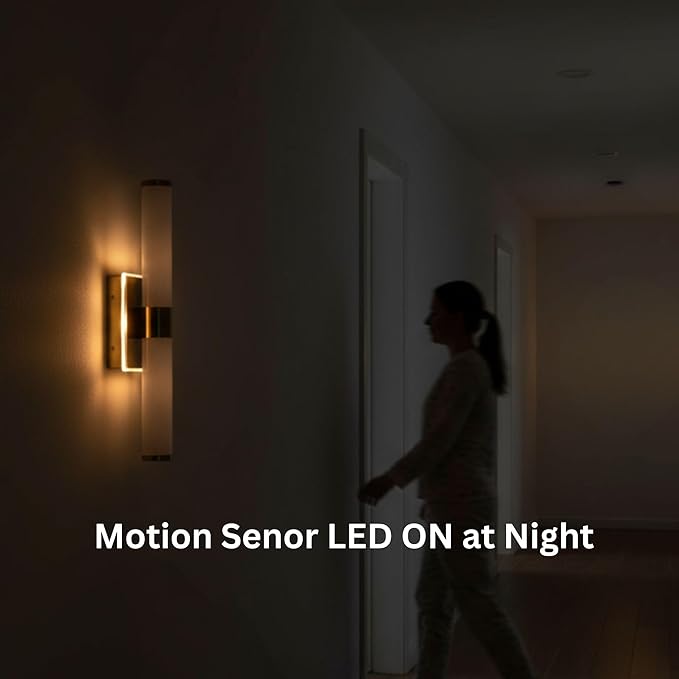 20 Inch LED Vanity Light Bar with Motion Sensor, Dual LED Source | 4 Lighting Modes (incl. Night Light) | 3000K Warm White, Dimmable, CRI 90+, 1040LM, ETL Listed (Brushed Gold)