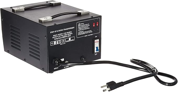 LiteFuze LT Series 5000 Watt Voltage Converter Transformer Step Up/Down - 110v to 220v / 220v to 110v Power Converter - Fully Grounded Cord - Universal Socket, CE Certified