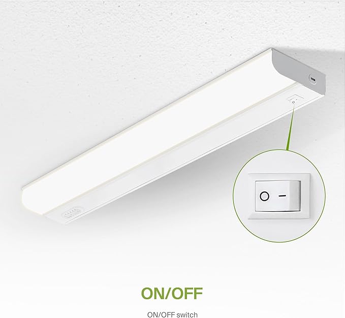 ASD LED Under Cabinet Lighting Hardwired, 24 Inch 12W 2700K-5000K Selectable, 1051LM, CRI90+, Direct Wire Linkable Under Counter Lights for Kitchen, Dimmable Under Cabinet Lights, White, UL, 2 Pack