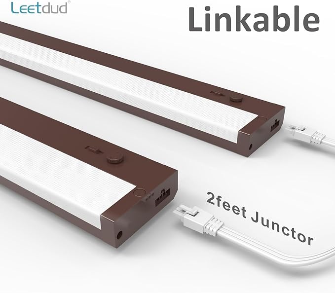 Leetdud Under Cabinet Lighting Plug in or Hardwired Built-in Dimmer, 40 Inch 20W, 5CCT 2700/3000/3500/4000/5000K, Linkable Counter Lights for Kitchen, ETL Dimmable LED Light Fixture, Bronze