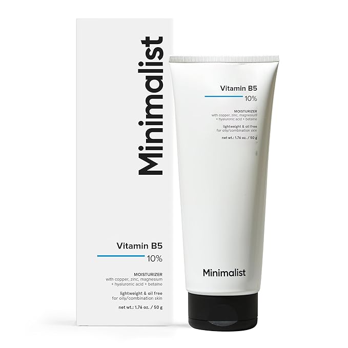 Minimalist Vitamin B5 10% Face Moisturizer for Oily & Acne Prone Skin | Oil Free Fast Absorbing Lightweight Gel | For Women & Men | 1.7 Oz / 50 gm