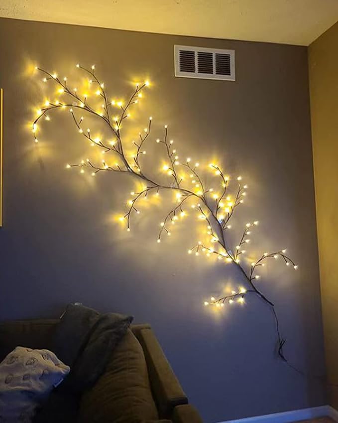 LKGOOD Vines for Home Decor with Remote Control On/Off Timmer Dim,7.5Ft Christmas Decorations Artificial Tree Branches with 144 LEDs Enchanted Willow Vine for Indoor Walls Bedroom Décor(1PCS)