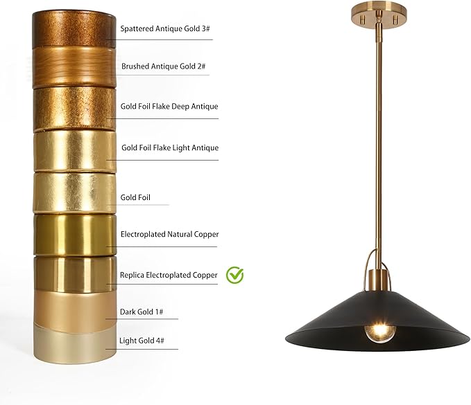 KSANA Pendant Lights Kitchen Island, 13.8-Inch Gold and Black Pendant Light Fixtures, Modern Large Kitchen Pendant Lighting Over Island