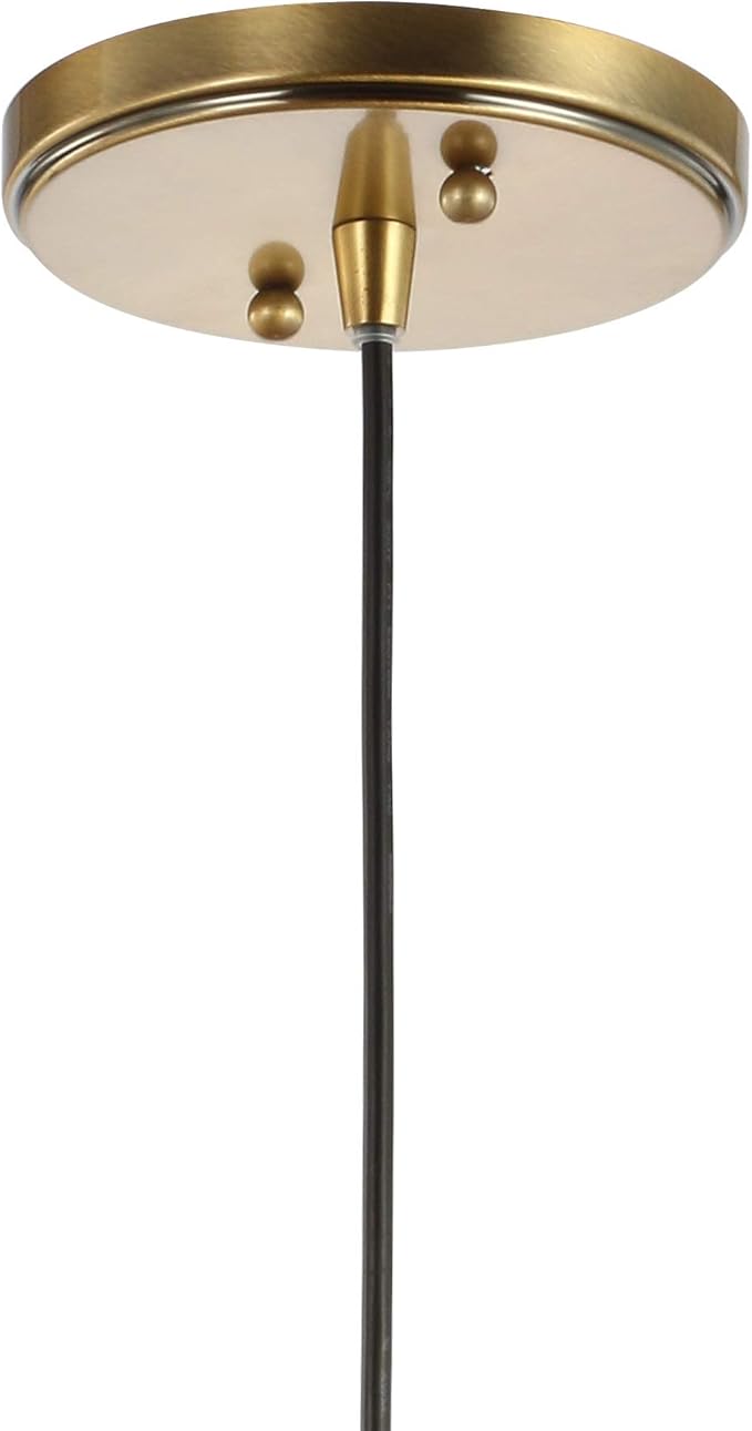 JONATHAN Y 7.5" Brass Gold/Black Mid-Century Modern Globe Pendant Light, Adjustable LED Hanging Ceiling Fixture, Champagne Smoked Glass Shade for Kitchen Island JYL3513A