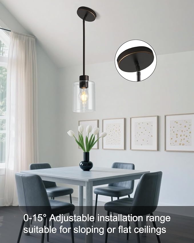 Brown and Gold Pendant Lights Kitchen Island - Clear Glass Pendant Light Fixture Multiple Stems Rods 3 Units 12 Inch 3 Units 4 Inch (1 Pack Brown and Gold Downrod)