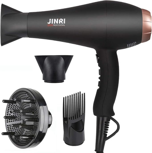 Hair Dryer 1875W, Negative Ionic Fast Dry Low Noise Blow Dryer, Professional Salon Hair Dryers with Diffuser, Concentrator, Styling Pik, 2 Speed and 3 Heat Settings