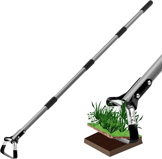 Walensee Action Hoe for Weeding Stirrup Hoe Tools for Garden with Adjustable 36-66 Inch Scuffle Loop Hoe Gardening Weeder Cultivator Durable Handle Weeding Rake with Cushioned Grip