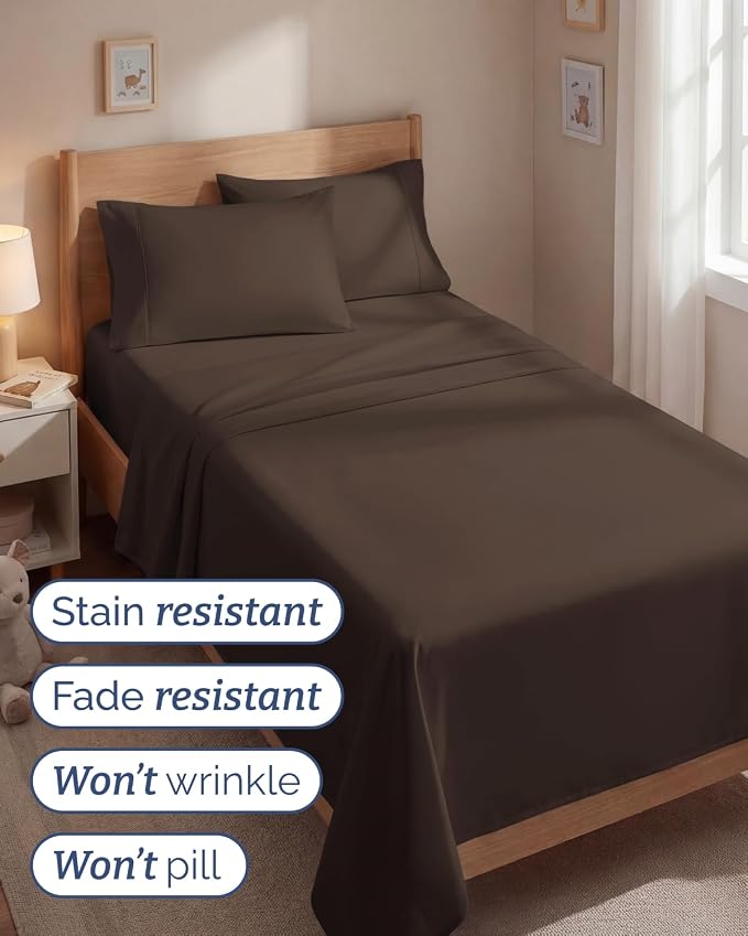 Twin 4 Piece Sheet Set - Comfy Breathable & Cooling - Ultra Soft Hotel Luxury Bedding Set with 8-16 Inch Deep Pockets - 1 Flat & 1 Fitted Sheet & 2 Pillowcases - Cozy, Wrinkle Free & Easy Care - Brown