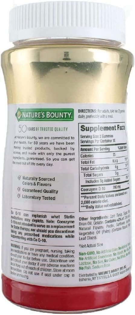 Nature's Bounty CoQ10 Gummies,Supports Heart Health,CoQ10 200mg,Peach Mango Flavor,60 Count (Pack of 2)