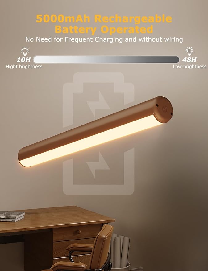 13" Aluminum Wireless Picture Lights for Wall, 5000mAh Rechargeable Battery Operated Wall Art Lighting, Dimmable 3-Color Gallery Painting Light for Pictures On Wall, with Remote/Timer [Bronze, 1Pack]
