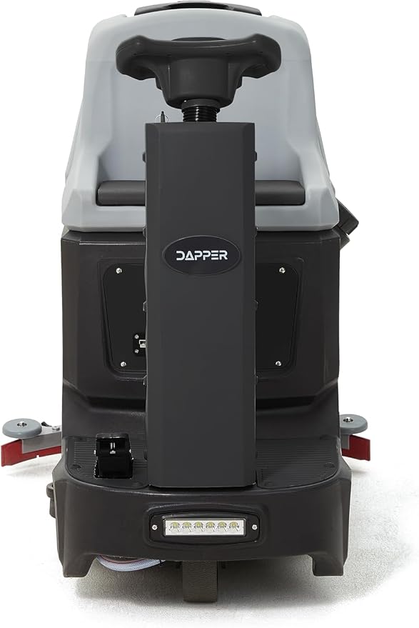 Battery Powered Ride-On Commercial Floor Scrubber Machine, 22" Brush, 31.5" Squeegee Width, 19 gal Solution Tank, 20 gal Recovery Tank, 5 hr Use 7 hr Charge, 200 RPM, 48,400 Sqft/H, Batteries Included