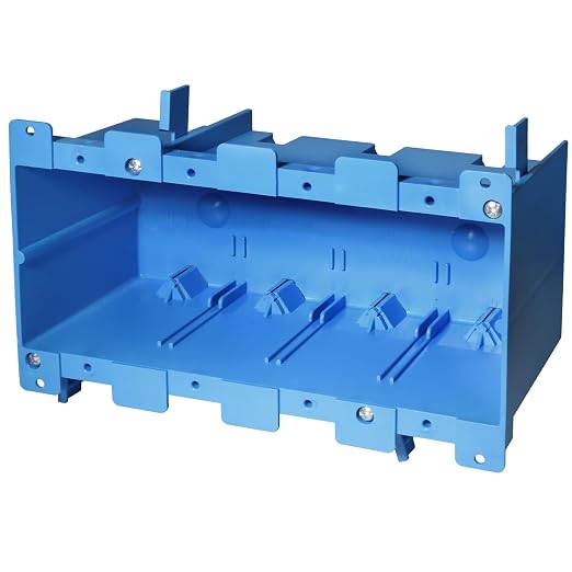 4 Gang Old Work Electrical Box,Blue,71 Cu.in.Switch/Outlet Box,7-3/4-Inch Length by 5-1/3Inch Width by 3-1/2Inch Depth,PVC Old Work Outlet Box for Constructions, ETL Certified(1 Pack)