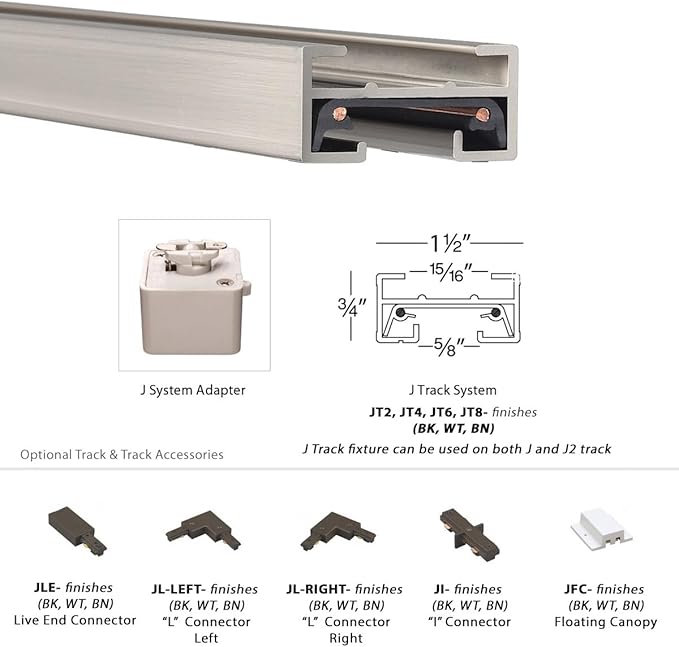 WAC Lighting JT4-WT 120V 4 Foot J Track with Mounting Hardware and Two End Caps, Single Circuit, White