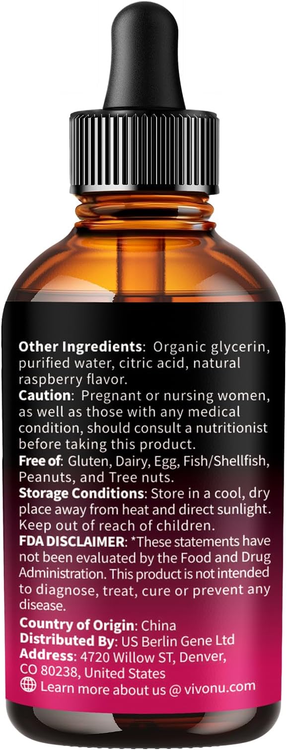VivoNu Vitamin B Complex Liquid Drops, Methylated Vitamin B12 6000 mcg, B1, B6, B3, B5, B2, Folate, Biotin with Vitamin C D A E, Magnesium, Zinc, CoQ10 for Energy (4 Bottle)