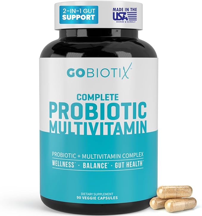 GOBIOTIX マルチビタミン プロバイオティクス＆消化酵素配合 - 250億CFU - 消化器系の健康、女性と男性のためのプロバイオティクス - グルテンフリー錠剤 - 90カプセル
