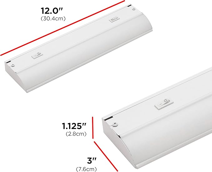 UltraPro 12 inch Hardwired Under Cabinet Lights, 3 Color Settings - 2700K/4000K/5000K - Warm White, Cool White, and Daylight, Under Cabinet Lighting, Dimmable Under Counter Lights for Kitchen, 45366