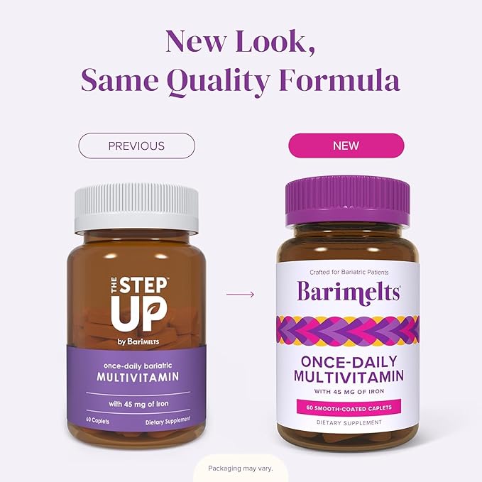 BariMelts 1日1回ベリアトリックマルチビタミン 鉄分配合 飲みやすいカプレット60粒入り（2ヶ月分） 女性用マルチビタミン マルチミネラル複合体 肥満外科手術後の栄養をサポート