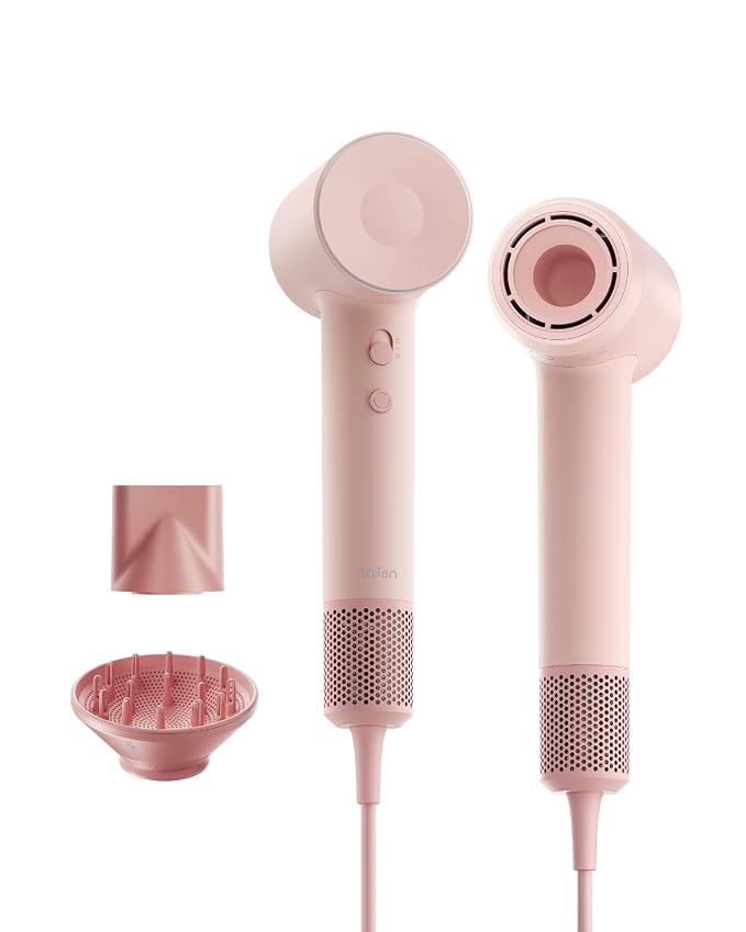Laifen Hair Dryer SE 2, 200 Million Negative Ionic Blow Dryer with Child Mode and 108,000 RPM Brushless Motor, Fast Drying High-Speed Low Noise Hairdryer with Magnetic Attachments, HD130, Pink