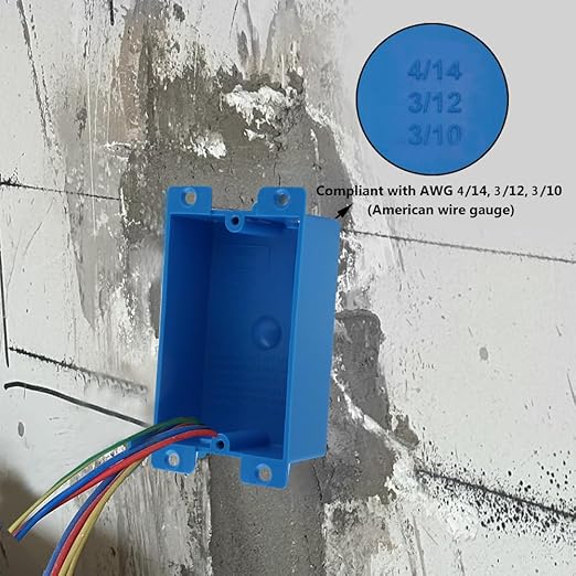 Blue Old Work Shallow Outlet Box,Non-Metallic,8 Cubic Inch Shallow Electrical Box,ETL Listed for Home Improvement,AWG Standard,Fire Rated for Two Hours(1 Pack)